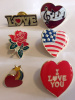 Lot of 6 Different Heart Love Pins
