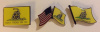 Gadsden Flag Lot of 3 Different Hat Lapel Pins Dont Tread On Me American Flag